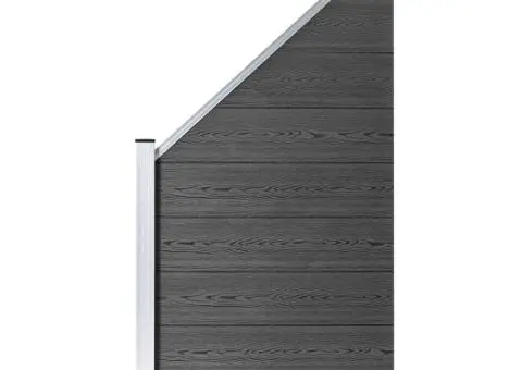 Set de panouri de gard, negru, 965x(105-186) cm, WPC - 2/5