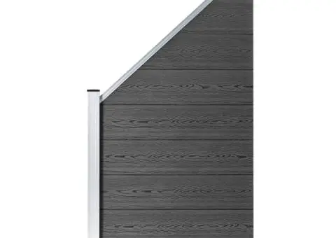 Set de panouri de gard, negru, 1311x(105-186) cm, WPC - 2/5