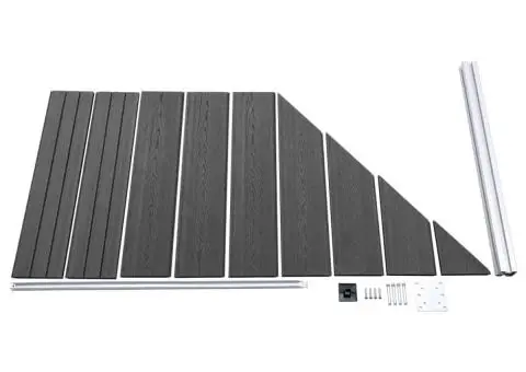 Set de panouri de gard, negru, 1311x(105-186) cm, WPC - 5/5