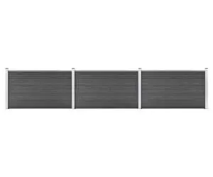 vidaXL Set de panouri de gard, negru, 526 x 105 cm, WPC