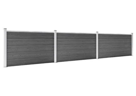 Set de panouri de gard, negru, 526 x 105 cm, WPC - 2/5