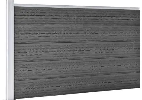 Set de panouri de gard, negru, 526 x 105 cm, WPC - 4/5