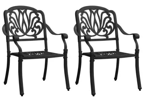 Set mobilier bistro, 3 piese, negru, aluminiu turnat - 3/5