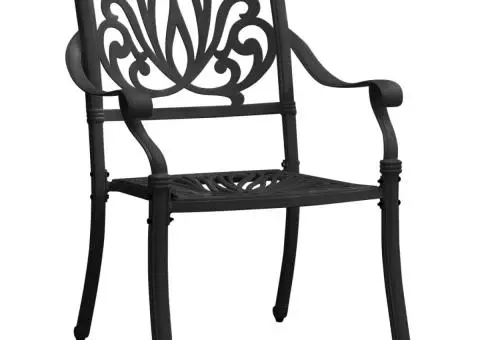 Set mobilier bistro, 3 piese, negru, aluminiu turnat - 4/5