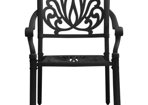 Set mobilier bistro, 3 piese, negru, aluminiu turnat - 5/5