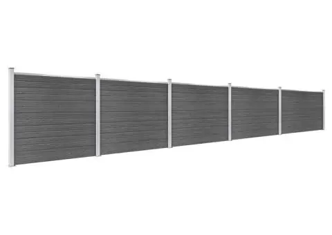 Set panouri gard, 872x146 cm, negru, WPC - 2/5