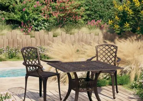 Set mobilier de bistro, 3 piese, bronz, aluminiu turnat - 1/5