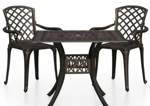 Set mobilier de bistro, 3 piese, bronz, aluminiu turnat - 2/5