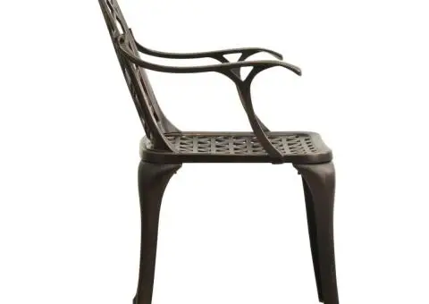 Set mobilier de bistro, 3 piese, bronz, aluminiu turnat - 5/5