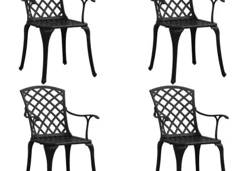 Set mobilier bistro, 5 piese, negru, aluminiu turnat - 3/5