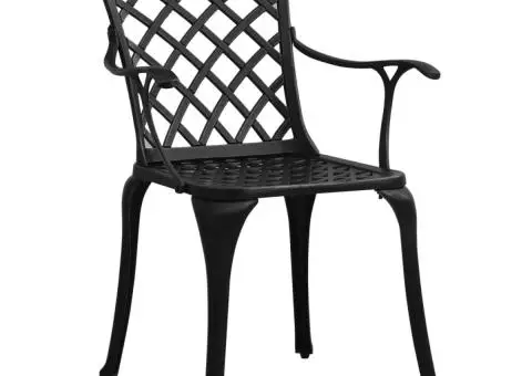 Set mobilier bistro, 5 piese, negru, aluminiu turnat - 4/5