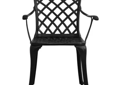 Set mobilier bistro, 5 piese, negru, aluminiu turnat - 5/5