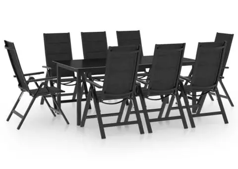 Set mobilier de grădină, 9 piese, antracit, aluminiu - 1/5