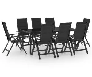 vidaXL Set mobilier de grădină, 9 piese, antracit, aluminiu