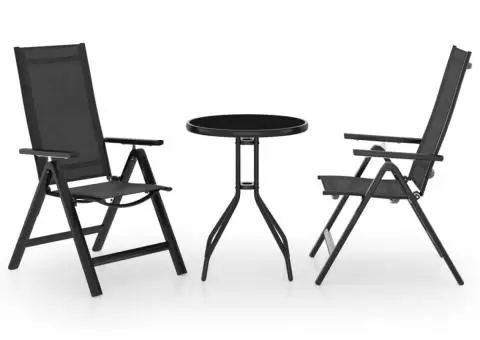Set mobilier bistro, 3 piese, negru și antracit - 1/5