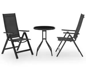 vidaXL Set mobilier bistro, 3 piese, negru și antracit