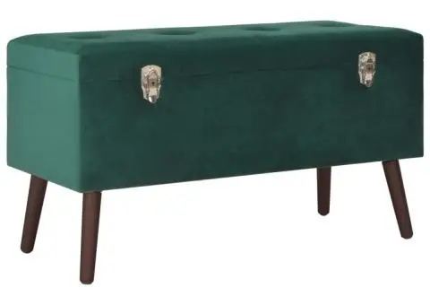Bancă cu un compartiment de depozitare, verde, 80 cm, catifea - 1/5