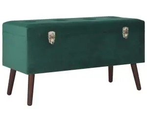 vidaXL Bancă cu un compartiment de depozitare, verde, 80 cm, catifea