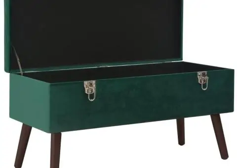 Bancă cu un compartiment de depozitare, verde, 80 cm, catifea - 2/5