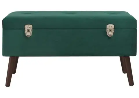 Bancă cu un compartiment de depozitare, verde, 80 cm, catifea - 3/5