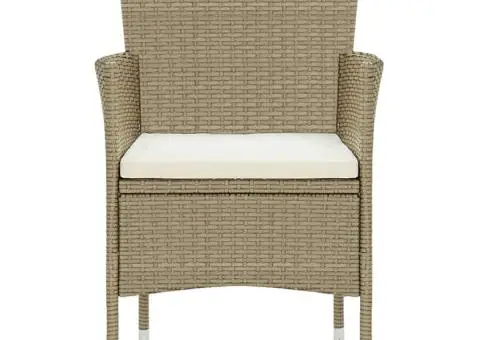 Set mobilier de grădină, 7 piese, bej, poliratan - 5/5