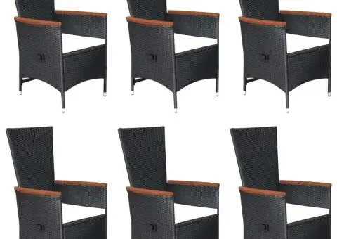 Set mobilier de grădină, 7 piese, negru, poliratan - 3/5