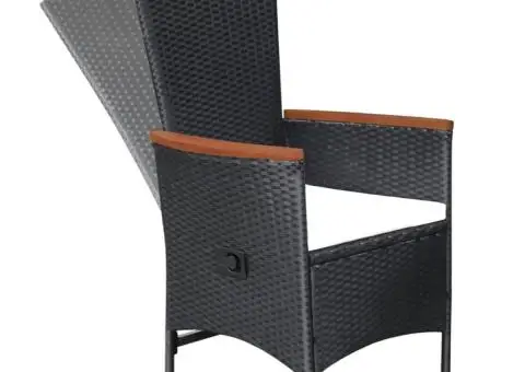 Set mobilier de grădină, 7 piese, negru, poliratan - 5/5