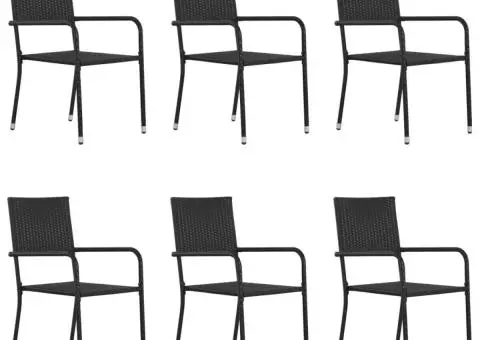 Set de masă pentru grădină, 7 piese, negru, poliratan - 3/5