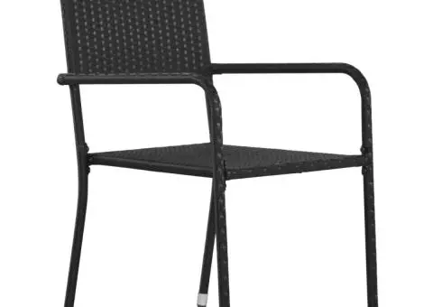 Set de masă pentru grădină, 7 piese, negru, poliratan - 4/5