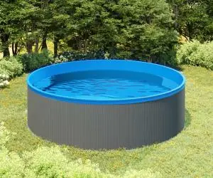 vidaXL Piscină cu valuri, skimmer suspendat cu pompă, gri, 350x90 cm