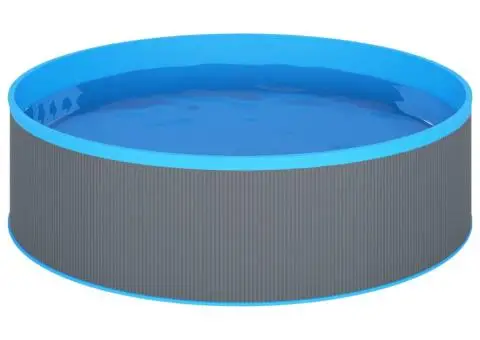 Piscină cu valuri, skimmer suspendat cu pompă, gri, 350x90 cm - 3/5
