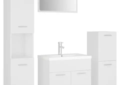 Set mobilier de baie, alb, lemn prelucrat - 2/5