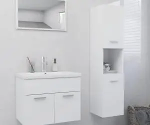 vidaXL Set mobilier de baie, alb, lemn prelucrat