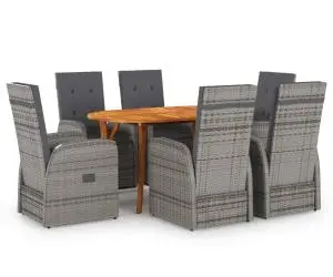 vidaXL Set mobilier pentru grădină, 7 piese, gri