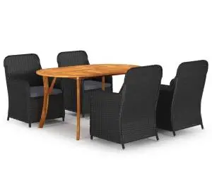 vidaXL Set de masă pentru grădină, 5 piese, negru