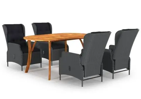 Set de masă pentru grădină, 5 piese, gri închis - 1/5