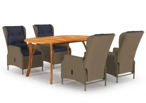 Set de masă pentru grădină, 5 piese, maro - 1/5