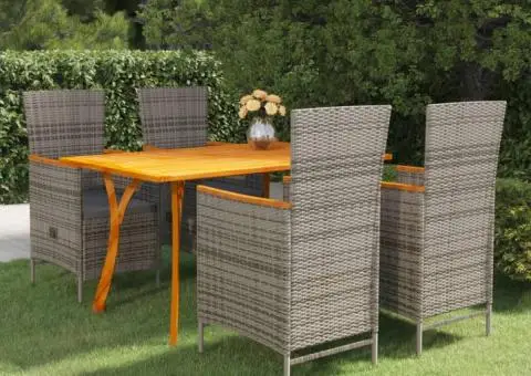 Set de masă pentru grădină, 5 piese, gri - 1/5