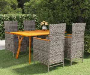 vidaXL Set de masă pentru grădină, 5 piese, gri