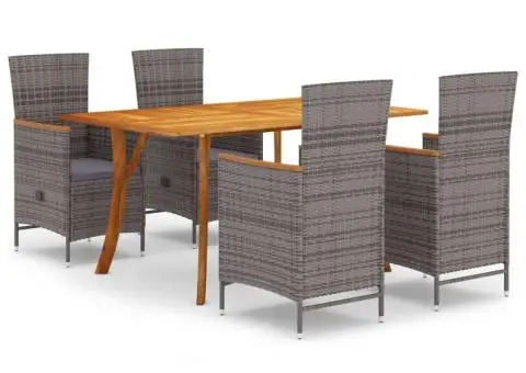 Set de masă pentru grădină, 5 piese, gri - 2/5