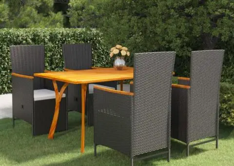 Set mobilier pentru grădină, 5 piese, negru - 1/5