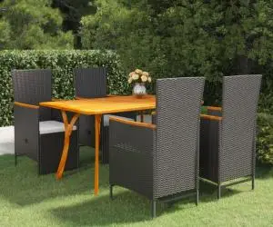 vidaXL Set mobilier pentru grădină, 5 piese, negru