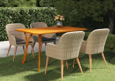 Set mobilier de grădină, 5 piese, maro - 1/5