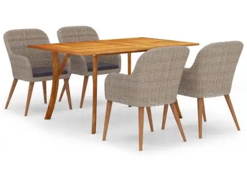Set mobilier de grădină, 5 piese, maro - 2/5