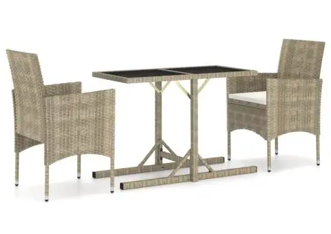 Set mobilier de grădină, 3 piese, bej - 2/5