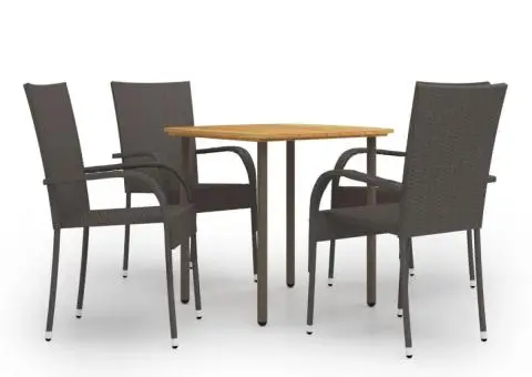 Set mobilier de grădină, 5 piese, maro, poliratan - 1/5