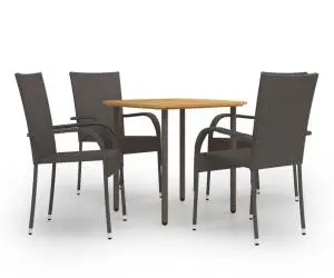 vidaXL Set mobilier de grădină, 5 piese, maro, poliratan