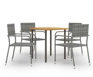 vidaXL Set mobilier de grădină, 5 piese, antracit, poliratan