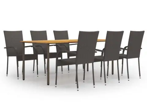 Set mobilier de grădină, 7 piese, maro, poliratan - 1/5