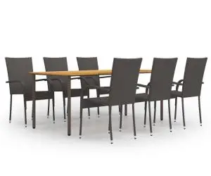 vidaXL Set mobilier de grădină, 7 piese, maro, poliratan